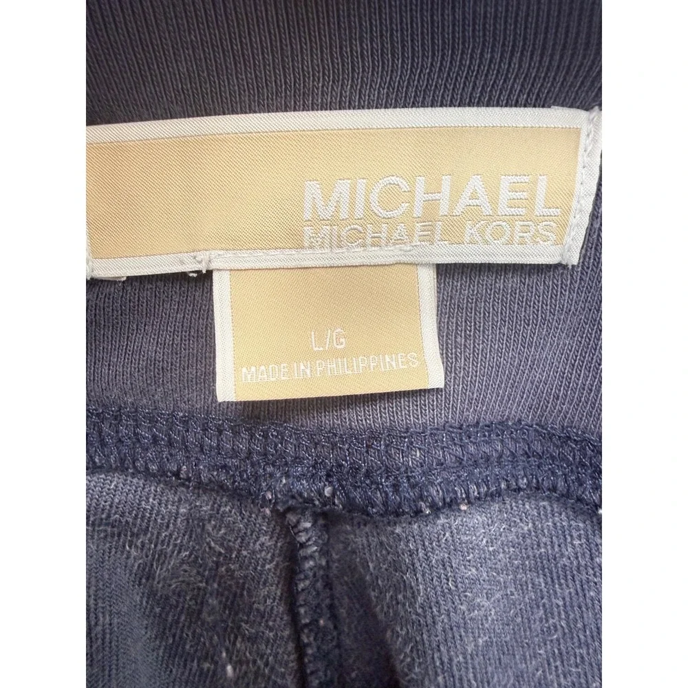 Michael Kors Y2K Womens Velour Track Pants Navy Blue Straight Leg Lounge Large